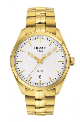 Tissot T101.410.33.031.00 : PR 100 Quartz 39 Yellow Gold PVD / Silver / Bracelet