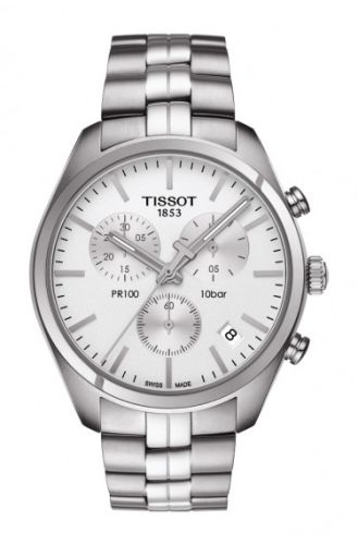 Tissot T101.417.11.031.00 : PR 100 Chronograph Quartz 41 Stainless Steel / Silver / Bracelet