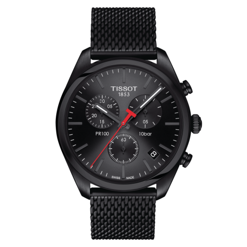 Tissot T101.417.33.051.00 : PR 100 Chronograph Quartz 41 PVD / Black / Milanese