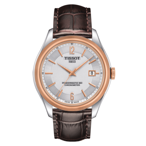 Tissot T108.408.26.037.00 : Ballade Powermatic 80 41 Stainless Steel / Rose Gold PVD / Silver / Strap