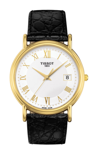Tissot T71.3.429.13 : Carson Quartz 33.7 Yellow Gold / Silver / Strap