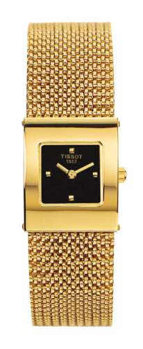 Tissot T73.3.321.51 : Bellflower Square Yellow Gold / Black / Bracelet