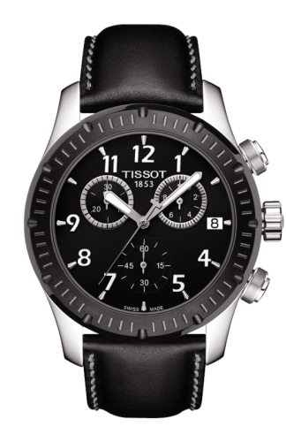 Tissot T039.417.26.057.00 : V8 Quartz Chronograph PVD Bezel Leather