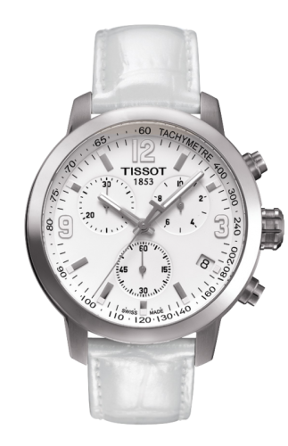 Tissot T055.417.16.017.00 : PRC 200 Quartz Chronograph White Leather