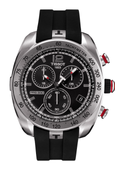 Tissot T076.417.17.057.00 : PRS 330 Quartz Chronograph 44 Stainless Steel / Black / Rubber
