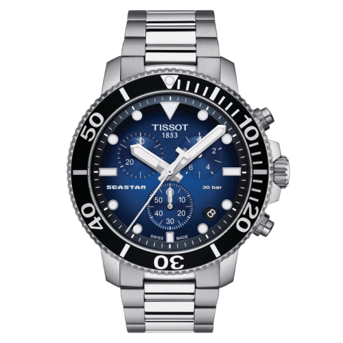 Tissot T120.417.11.041.01 : Seastar 1000 Chronograph Quartz 45.5 Stainless Steel / Gradient Blue / Bracelet