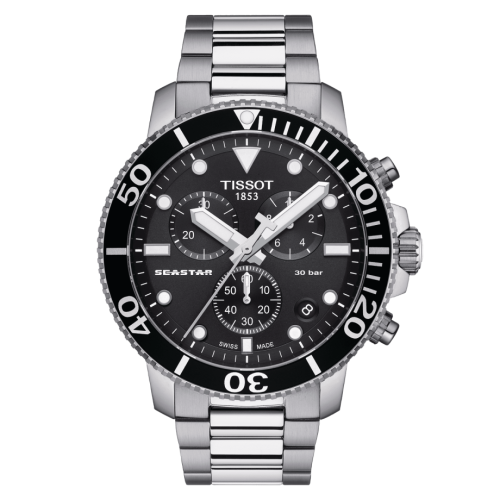Tissot T120.417.11.051.00 : Seastar 1000 Chronograph Quartz 45.5 Stainless Steel / Black / Bracelet
