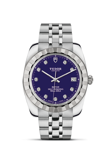 Tudor 21010-0011 : Classic 38 Stainless Steel / Fluted / Blue-Diamond / Bracelet