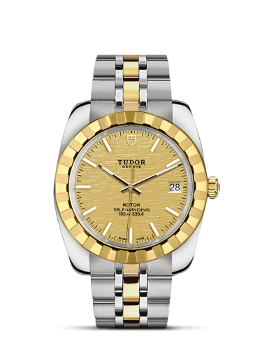 Tudor 21013-0008 : Classic 38 Stainless Steel / Yellow Gold / Fluted / Champagne / Bracelet