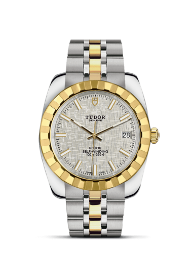 Tudor 21013-0011 : Classic 38 Stainless Steel / Yellow Gold / Fluted / Silver / Bracelet