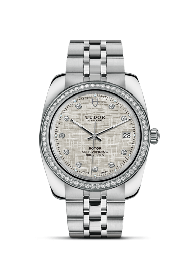 Tudor 21020-0003 : Classic 38 Stainless Steel / Diamond / Silver-Diamond / Bracelet