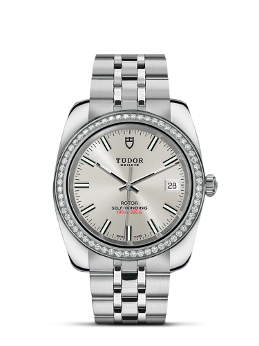 Tudor 21020-0004 : Classic 38 Stainless Steel / Diamond / Silver / Bracelet