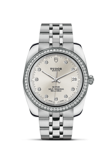 Tudor 21020-0005 : Classic 38 Stainless Steel / Diamond / Silver-Diamond / Bracelet