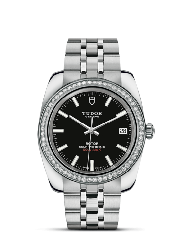 Tudor 21020-0007 : Classic 38 Stainless Steel / Diamond / Black / Bracelet
