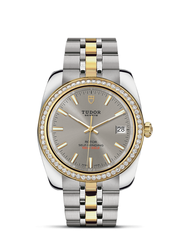 Tudor 21023-0005 : Classic 38 Stainless Steel / Yellow Gold / Diamond / Silver / Bracelet