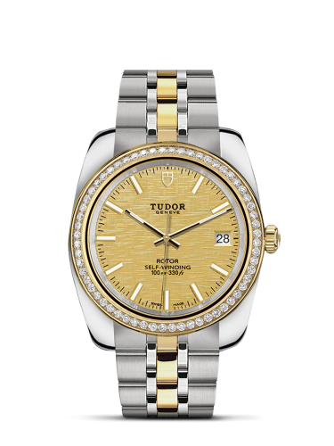 Tudor 21023-0009 : Classic 38 Stainless Steel / Yellow Gold / Diamond / Champagne / Bracelet