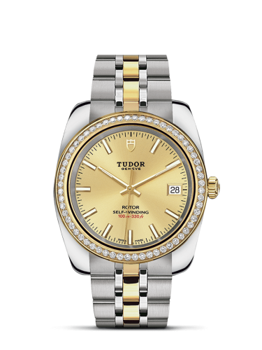 Tudor 21023-0011 : Classic 38 Stainless Steel / Yellow Gold / Diamond / Champagne / Bracelet