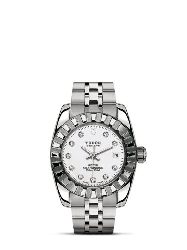 Tudor 22010-0013 : Classic 28 Stainless Steel / Fluted / White-Diamond / Bracelet