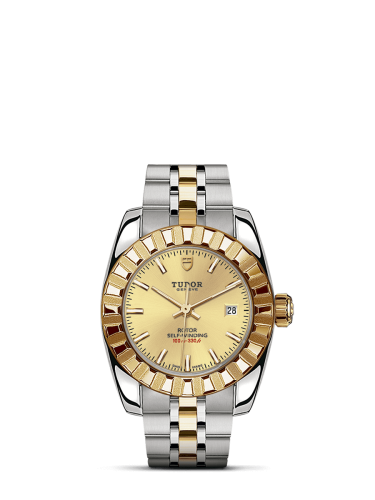 Tudor 22013-0002 : Classic 28 Stainless Steel / Yellow Gold / Fluted / Champagne / Bracelet
