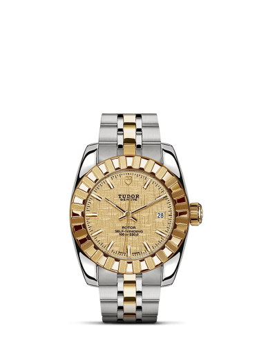 Tudor 22013-0008 : Classic 28 Stainless Steel / Yellow Gold / Fluted / Champagne / Bracelet