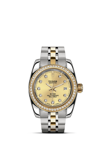 Tudor 22023-0010 : Classic 28 Stainless Steel / Yellow Gold / Diamond / Champagne-Diamond / Bracelet