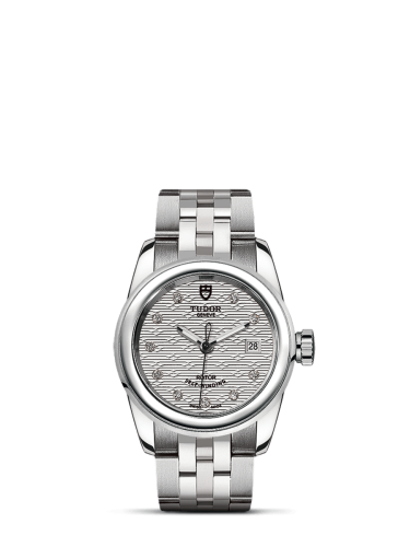 Tudor 51000-0004 : Glamour Date 26 Stainless Steel / Jacquard Silver-Diamond / Bracelet