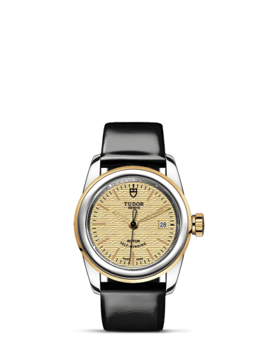 Tudor 51003-0022 : Glamour Date 26 Stainless Steel / Yellow Gold / Jacquard Champagne / Strap