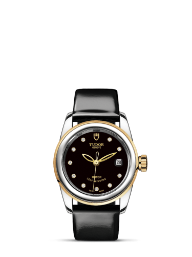 Tudor 51003-0023 : Glamour Date 26 Stainless Steel / Yellow Gold / Black-Diamond / Strap