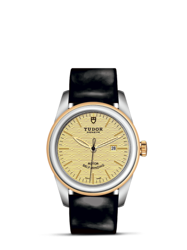 Tudor 53003-0027 : Glamour Date 31 Stainless Steel / Yellow Gold / Jacquard Champagne / Strap