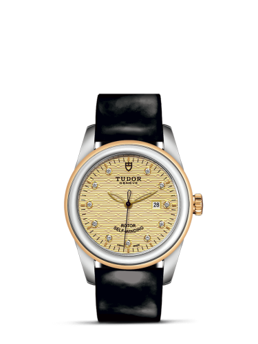 Tudor 53003-0052 : Glamour Date 31 Stainless Steel / Yellow Gold / Jacquard Champagne-Diamond / Strap
