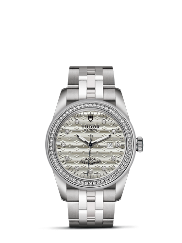 Tudor 53020-0002 : Glamour Date 31 Stainless Steel / Diamond / Jacquard Silver-Diamond / Bracelet