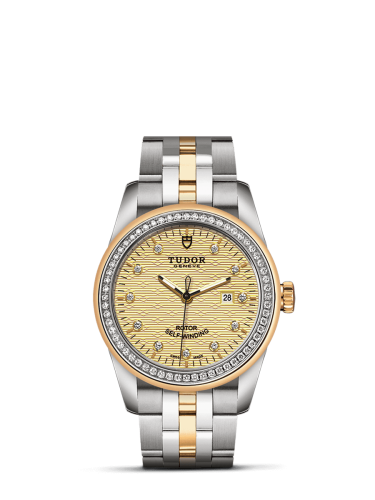 Tudor 53023-0023 : Glamour Date 31 Stainless Steel / Yellow Gold / Diamond / Jacquard Champagne / Bracelet