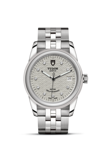 Tudor 55000-0004 : Glamour Date 36 Stainless Steel / Jacquard Silver-Diamond / Bracelet