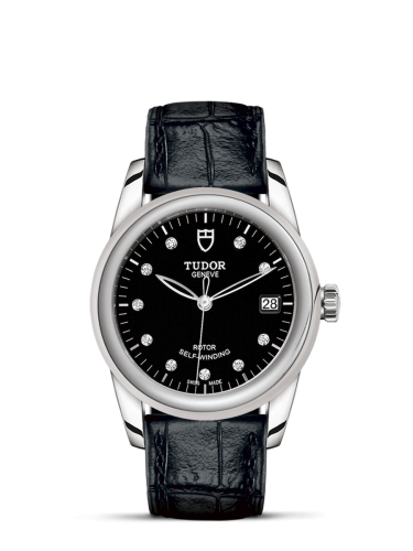Tudor 55000-0013 : Glamour Date 36 Stainless Steel / Black-Diamond / Strap