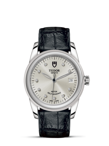 Tudor 55000-0076 : Glamour Date 36 Stainless Steel / Silver-Diamond / Strap