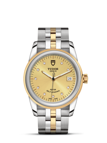 Tudor 55003-0006 : Glamour Date 36 Stainless Steel / Yellow Gold / Champagne-Diamond / Bracelet