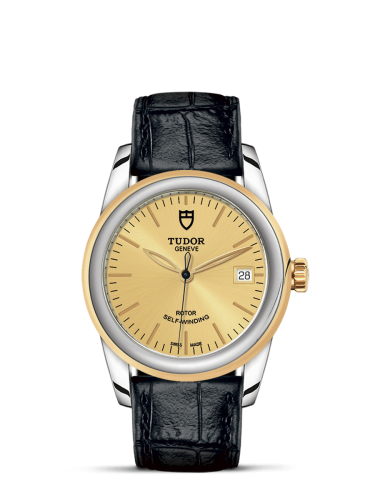 Tudor 55003-0044 : Glamour Date 36 Stainless Steel / Yellow Gold / Champagne/ Strap
