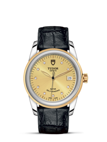 Tudor 55003-0051 : Glamour Date 36 Stainless Steel / Yellow Gold / Champagne-Diamond / Strap