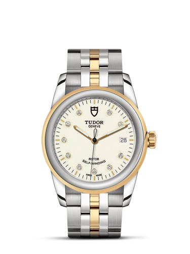 Tudor 55003-0083 : Glamour Date 36 Stainless Steel / Yellow Gold / Opaline-Diamond / Bracelet