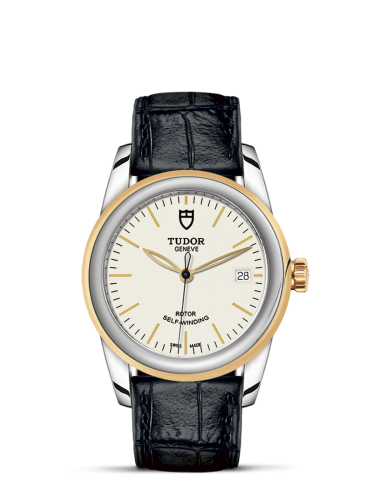 Tudor 55003-0086 : Glamour Date 36 Stainless Steel / Yellow Gold / Opaline / Strap