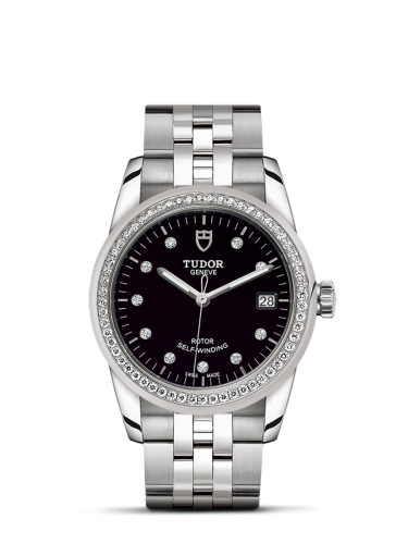 Tudor 55020-0007 : Glamour Date 36 Stainless Steel / Diamond / Black-Diamond / Bracelet