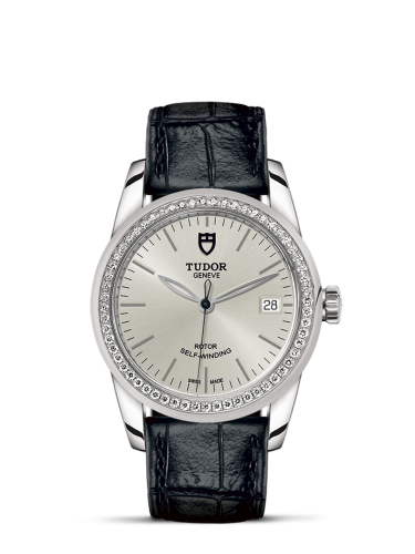 Tudor 55020-0057 : Glamour Date 36 Stainless Steel / Diamond / Silver / Strap
