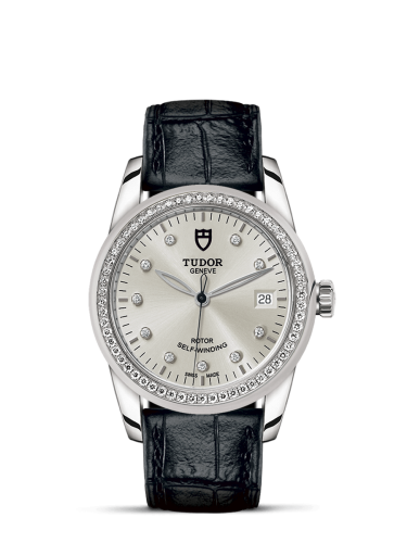 Tudor 55020-0058 : Glamour Date 36 Stainless Steel / Diamond / Silver-Diamond / Strap