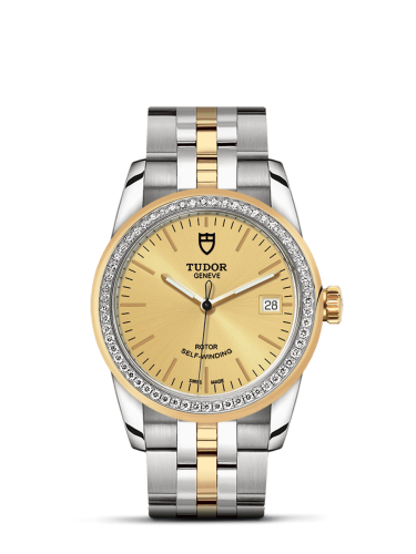 Tudor 55023-0025 : Glamour Date 36 Stainless Steel / Yellow Gold / Diamond / Champagne / Bracelet