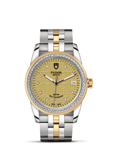 Tudor 55023-0028 : Glamour Date 36 Stainless Steel / Yellow Gold / Diamond / Jacquard Champagne-Diamond / Bracelet