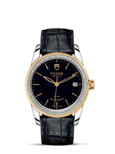 Tudor 55023-0045 : Glamour Date 36 Stainless Steel / Yellow Gold / Diamond / Black / Strap