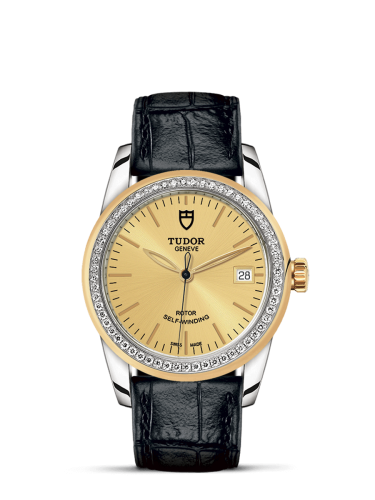 Tudor 55023-0049 : Glamour Date 36 Stainless Steel / Yellow Gold / Diamond / Champagne / Strap