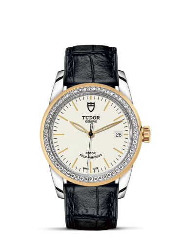 Tudor 55023-0085 : Glamour Date 36 Stainless Steel / Yellow Gold / Diamond / Opaline / Strap