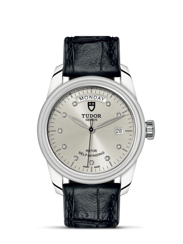 Tudor 56000-0028 : Glamour Day + Date Stainless Steel / Silver-Diamond / Strap