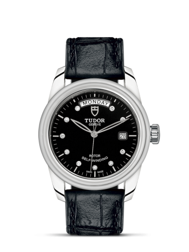 Tudor 56000-0049 : Glamour Day + Date Stainless Steel / Black-Diamond / Strap
